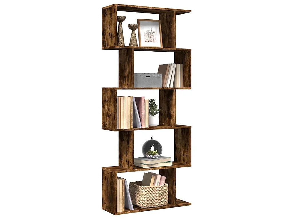 Kamerscherm / boekenkast 5-laags 70x24x161 cm hout gerookt eik