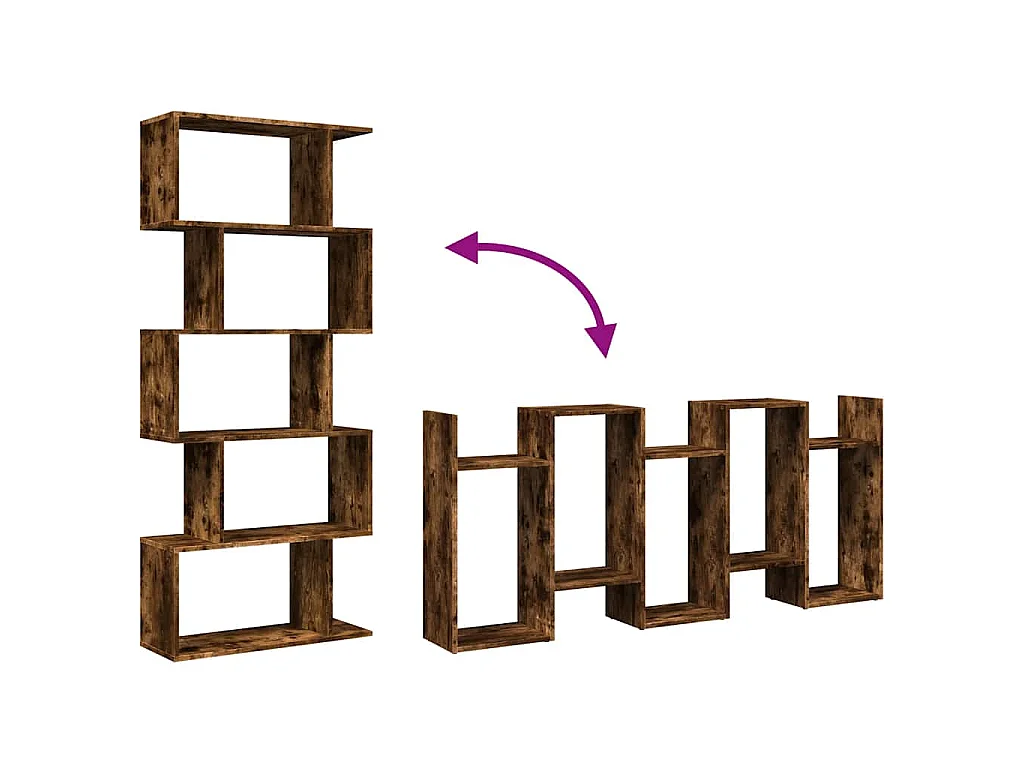 Kamerscherm / boekenkast 5-laags 70x24x161 cm hout gerookt eik