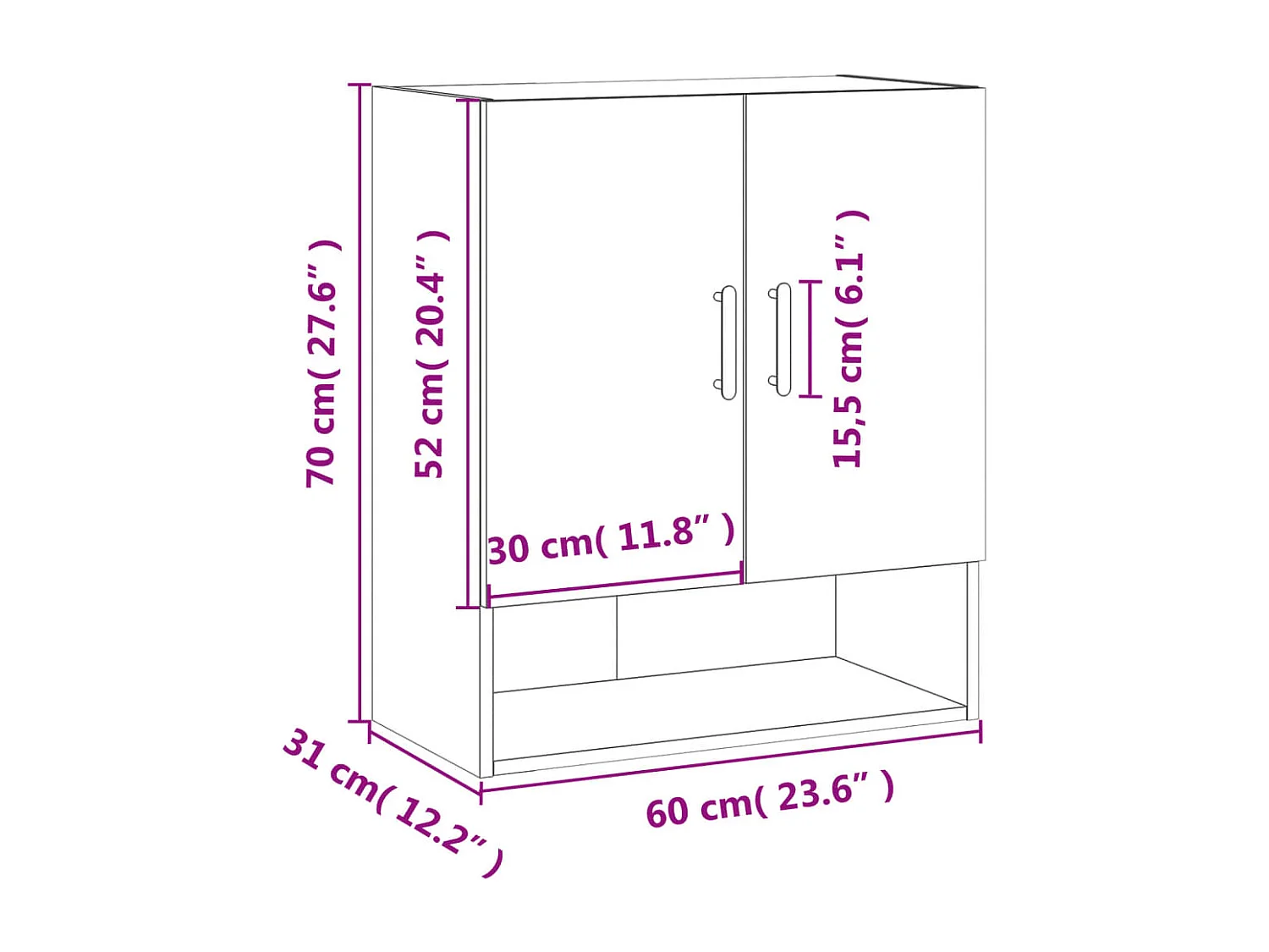 Wandschrank Sonoma-Eiche 60x31x70 cm Holzwerkstoff