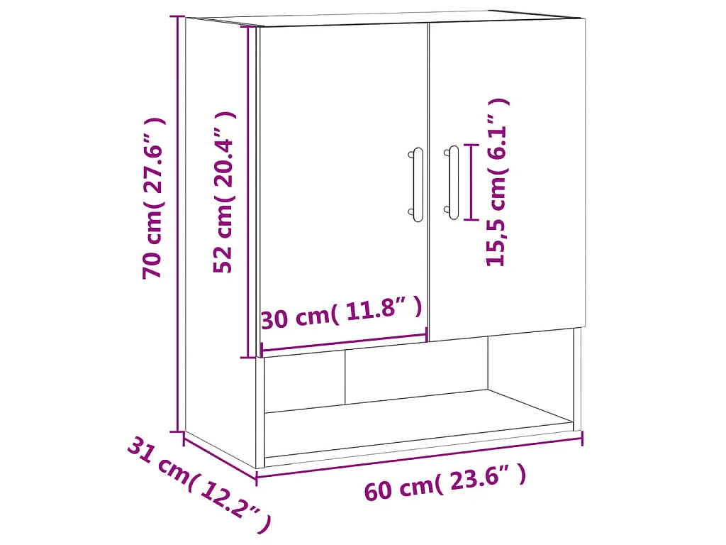Armoire murale chêne sonoma 60x31x70 cm bois d'ingénierie