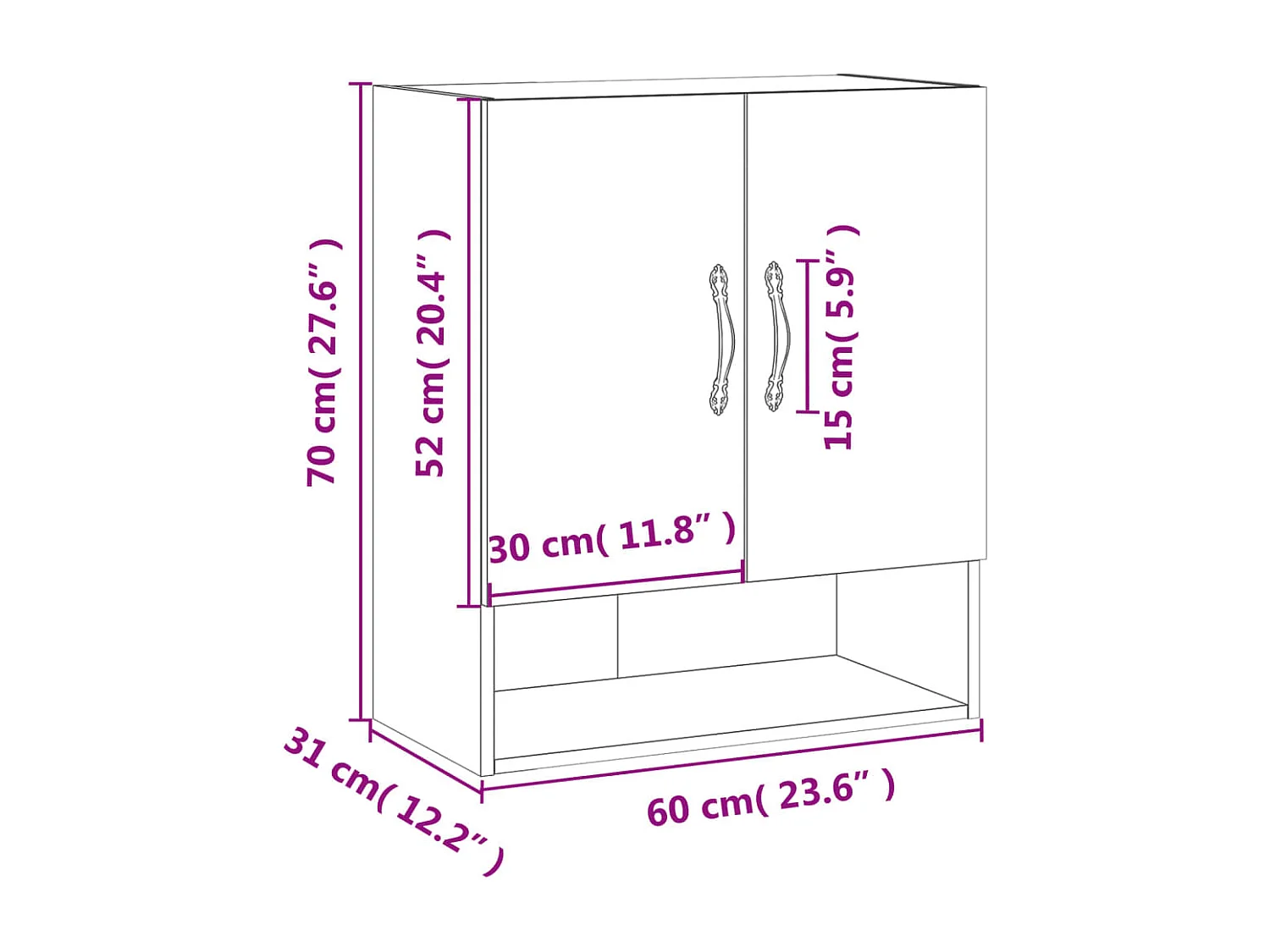 Armoire murale gris béton 60x31x70 cm bois d'ingénierie