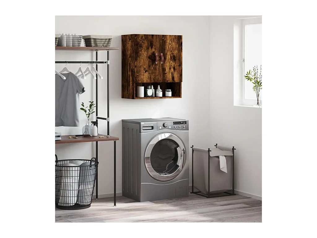 Armoire murale chêne fumé 60x31x70 cm bois d'ingénierie