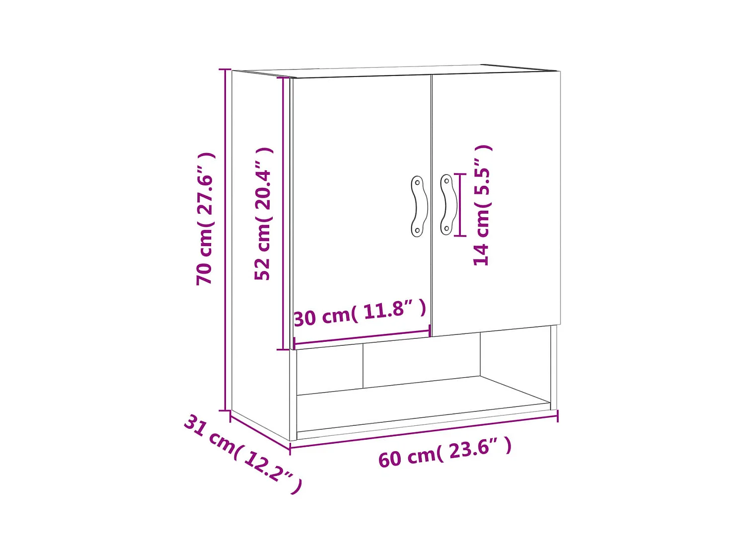 Armoire murale chêne fumé 60x31x70 cm bois d'ingénierie