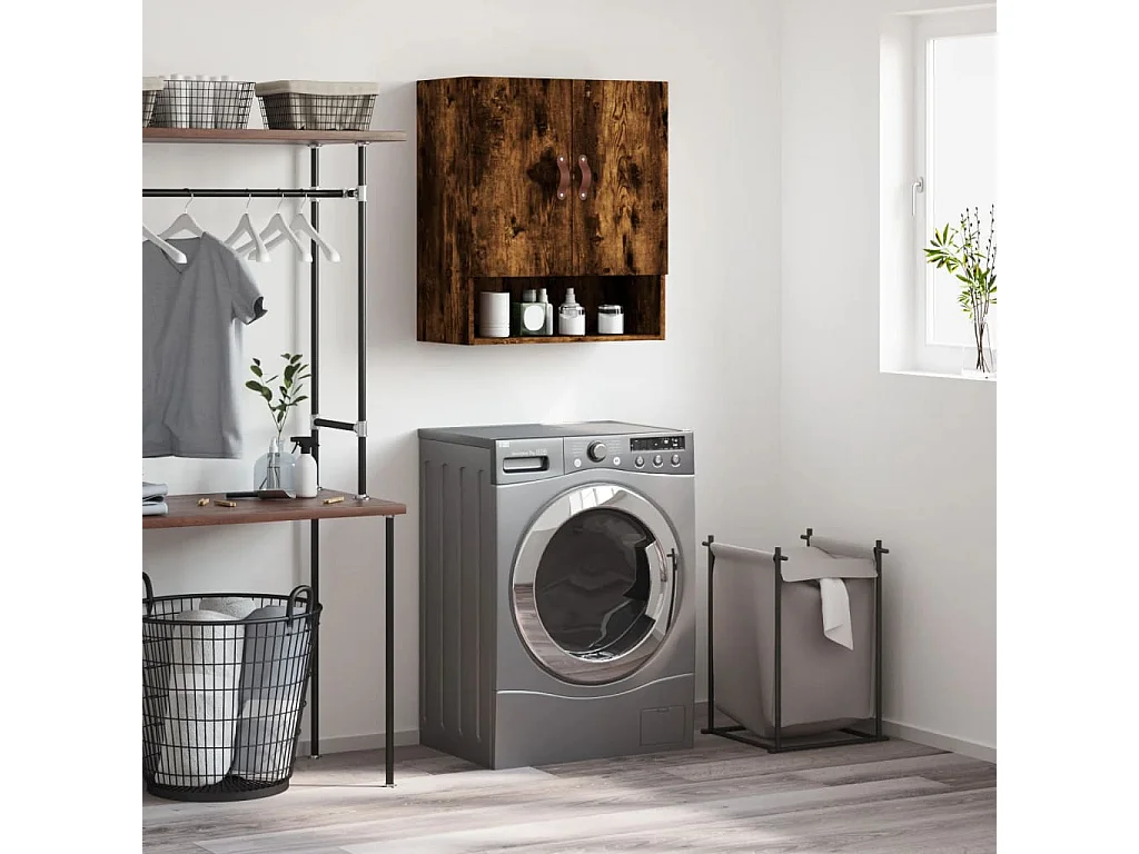 Armoire murale chêne fumé 60x31x70 cm bois d'ingénierie