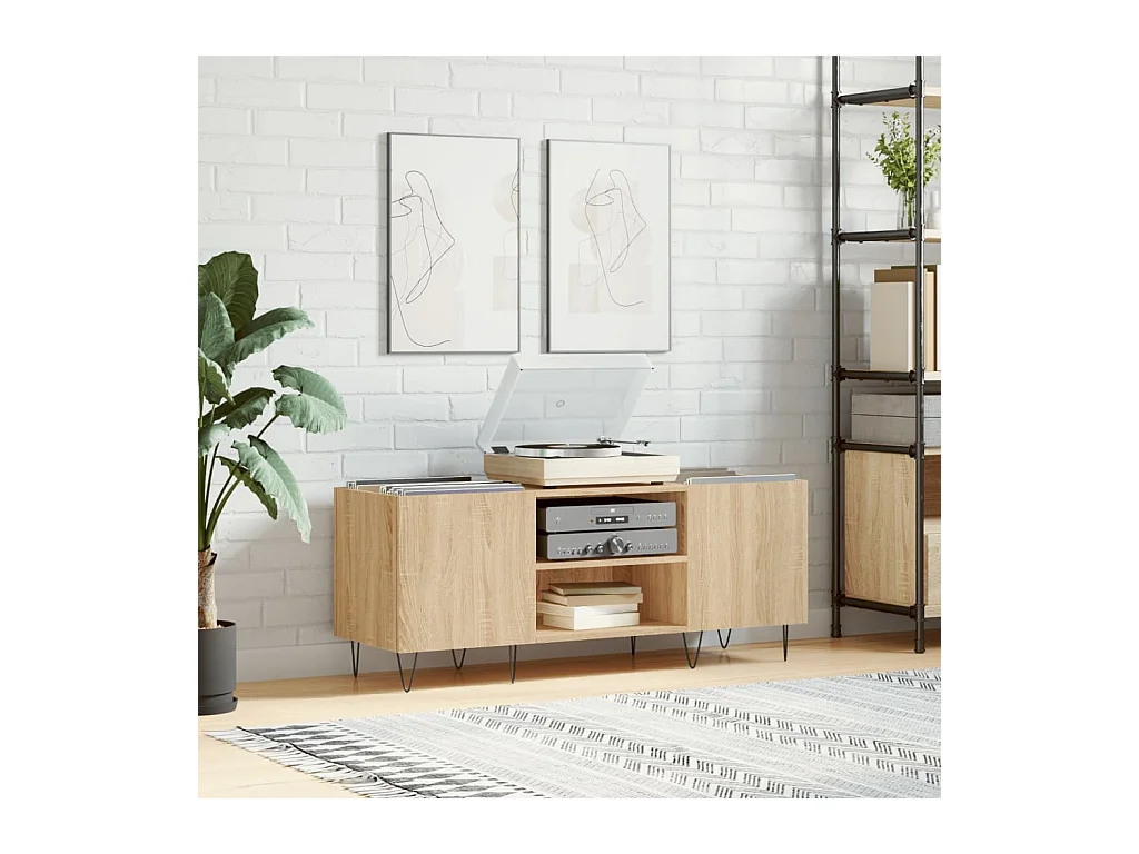 Armoire à disques chêne sonoma 121x38x48 cm bois d'ingénierie