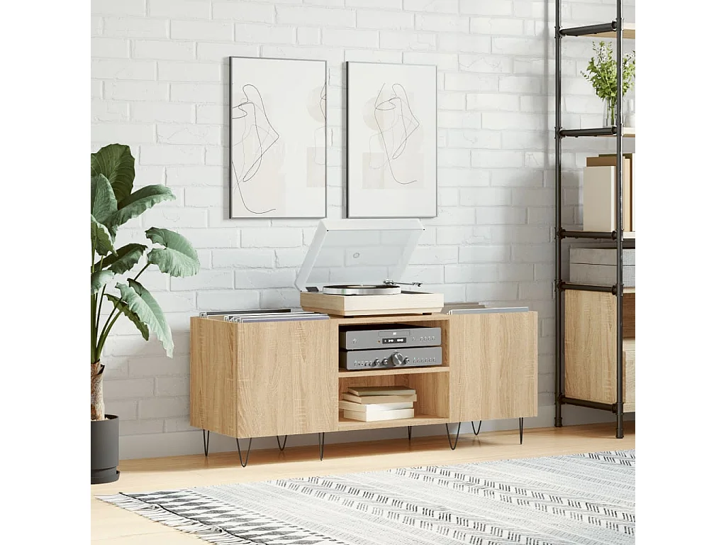 Armoire à disques chêne sonoma 121x38x48 cm bois d'ingénierie