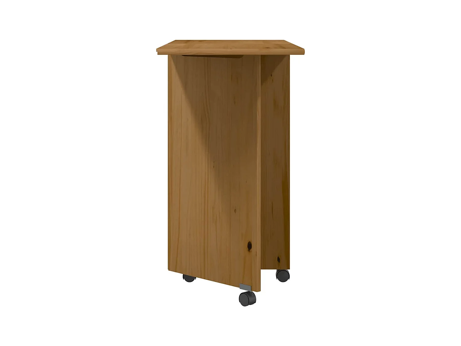 Armoire roulante avec bureau MOSS marron miel bois de pin