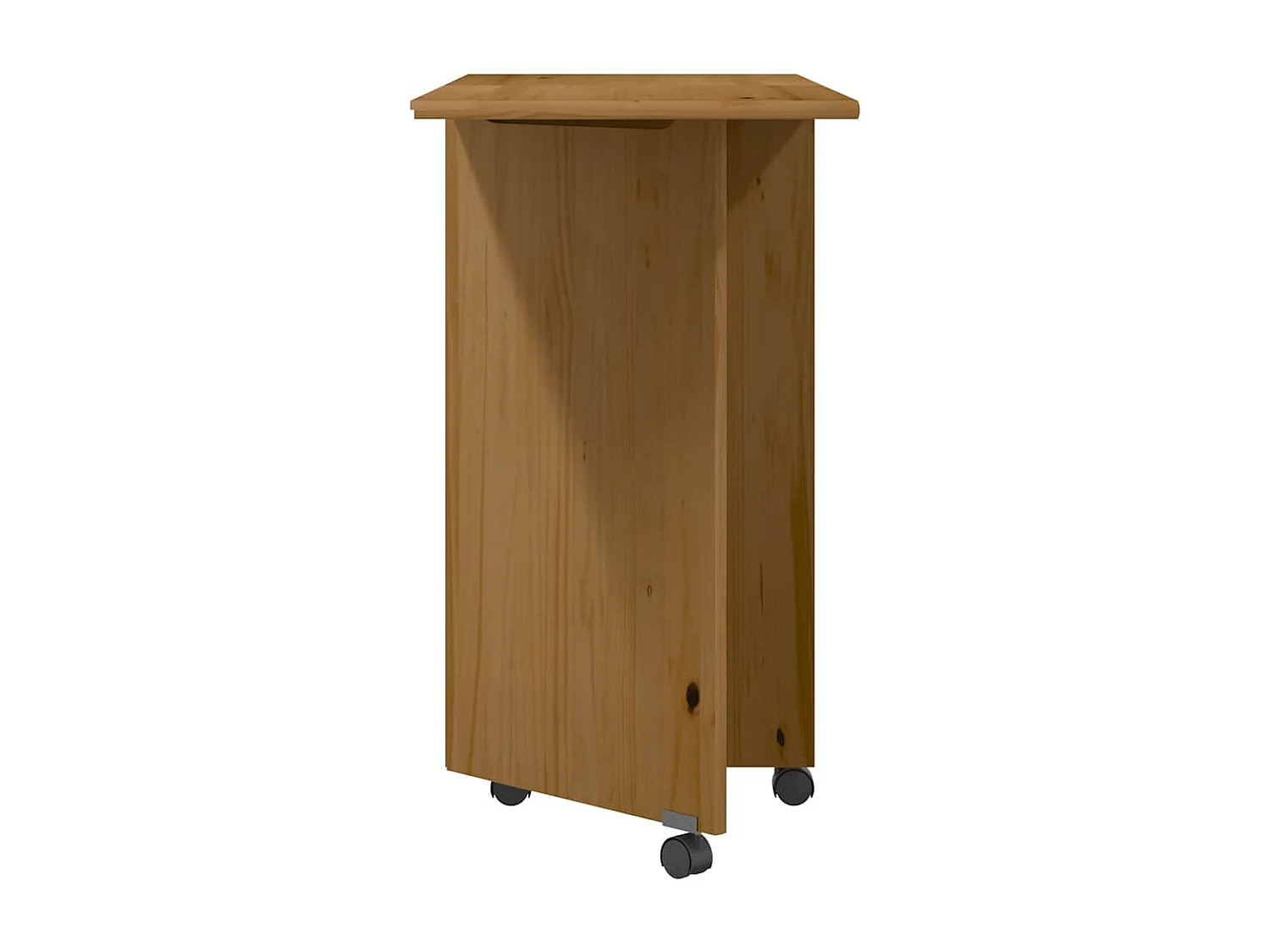 Armoire roulante avec bureau MOSS marron miel bois de pin