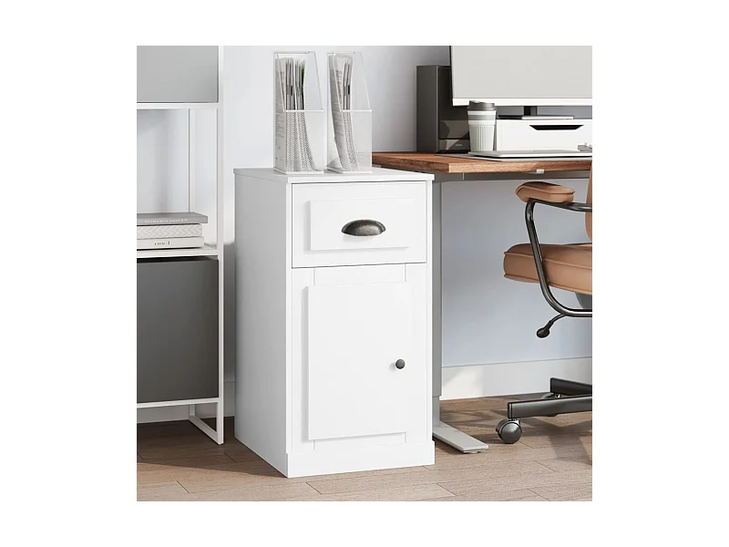 Armoire latérale avec tiroir blanc 40x50x75cm bois d'ingénierie