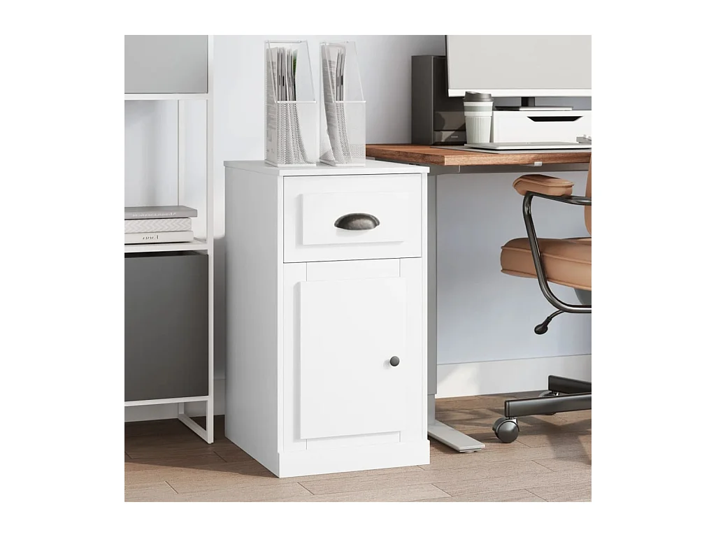 Armoire latérale avec tiroir blanc 40x50x75cm bois d'ingénierie