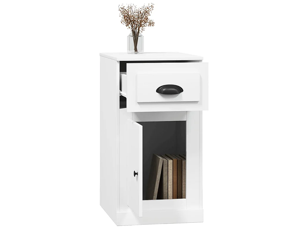 Bijzetkast met lade 40x50x75 cm bewerkt hout wit