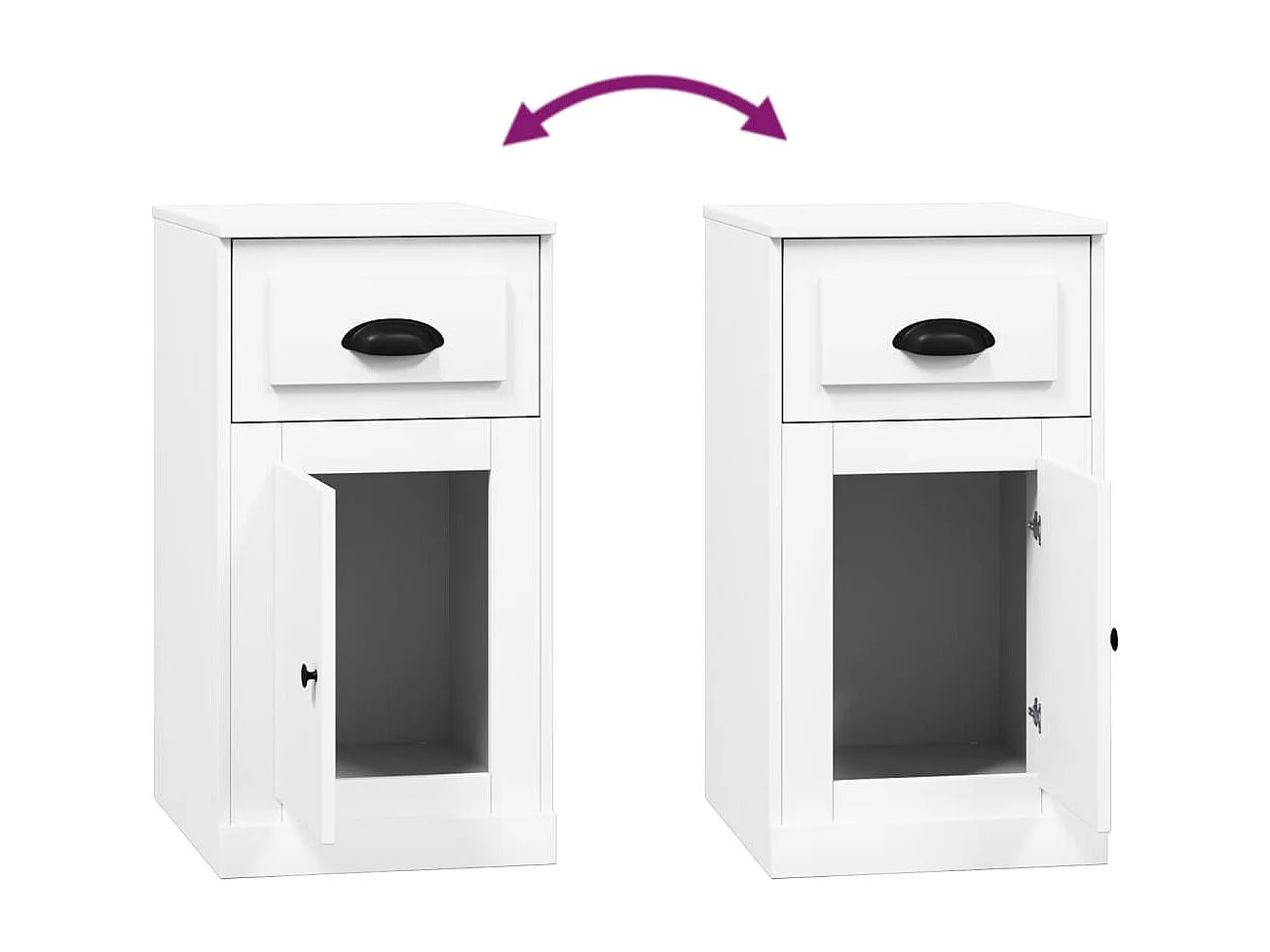 Bijzetkast met lade 40x50x75 cm bewerkt hout wit