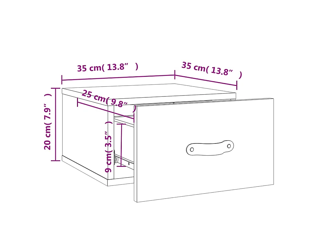 Wand-Nachttisch Sonoma-Eiche 35x35x20 cm