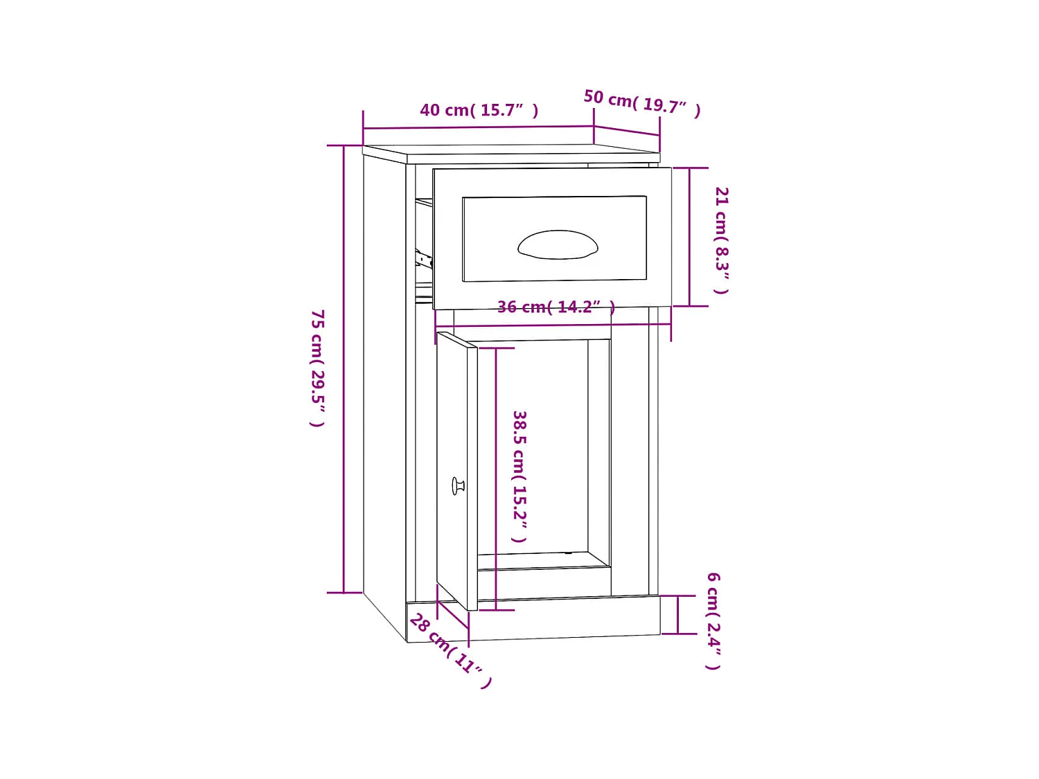Armoire latérale avec tiroir chêne fumé 40x50x75 cm