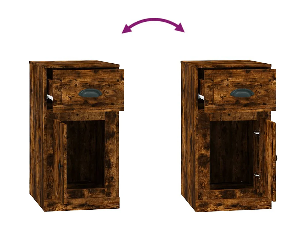 Armoire latérale avec tiroir chêne fumé 40x50x75 cm