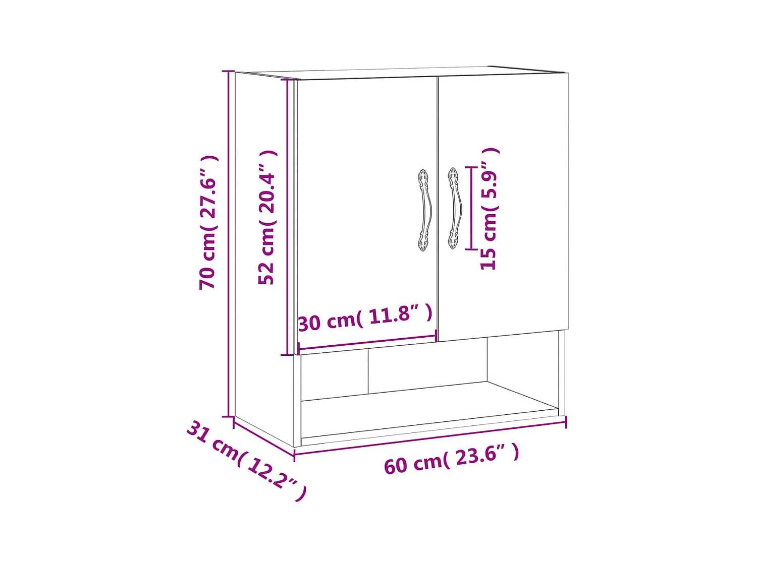Armoire murale chêne fumé 60x31x70 cm bois d'ingénierie
