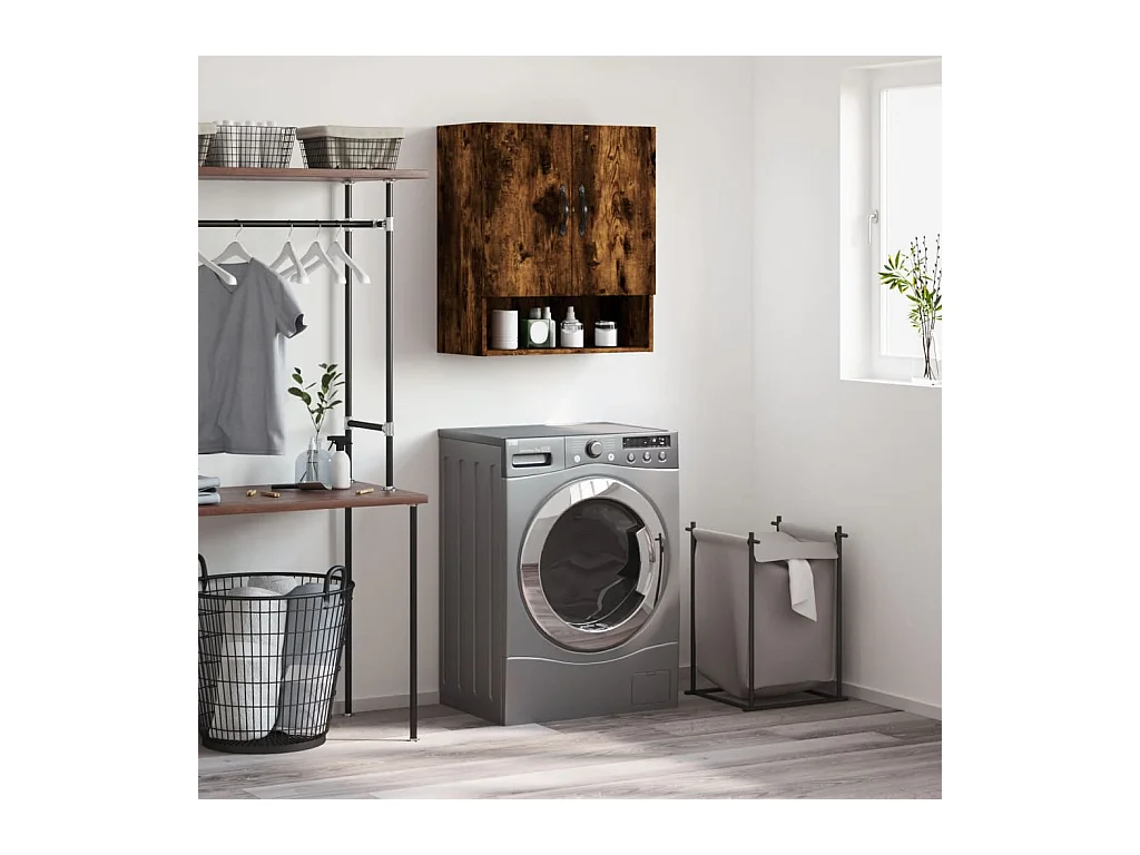 Wandkast 60x31x70 cm bewerkt hout gerookt eikenkleurig