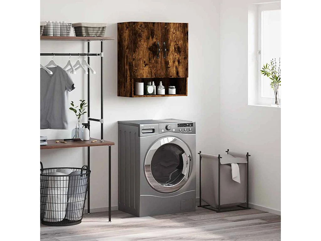 Armoire murale chêne fumé 60x31x70 cm bois d'ingénierie