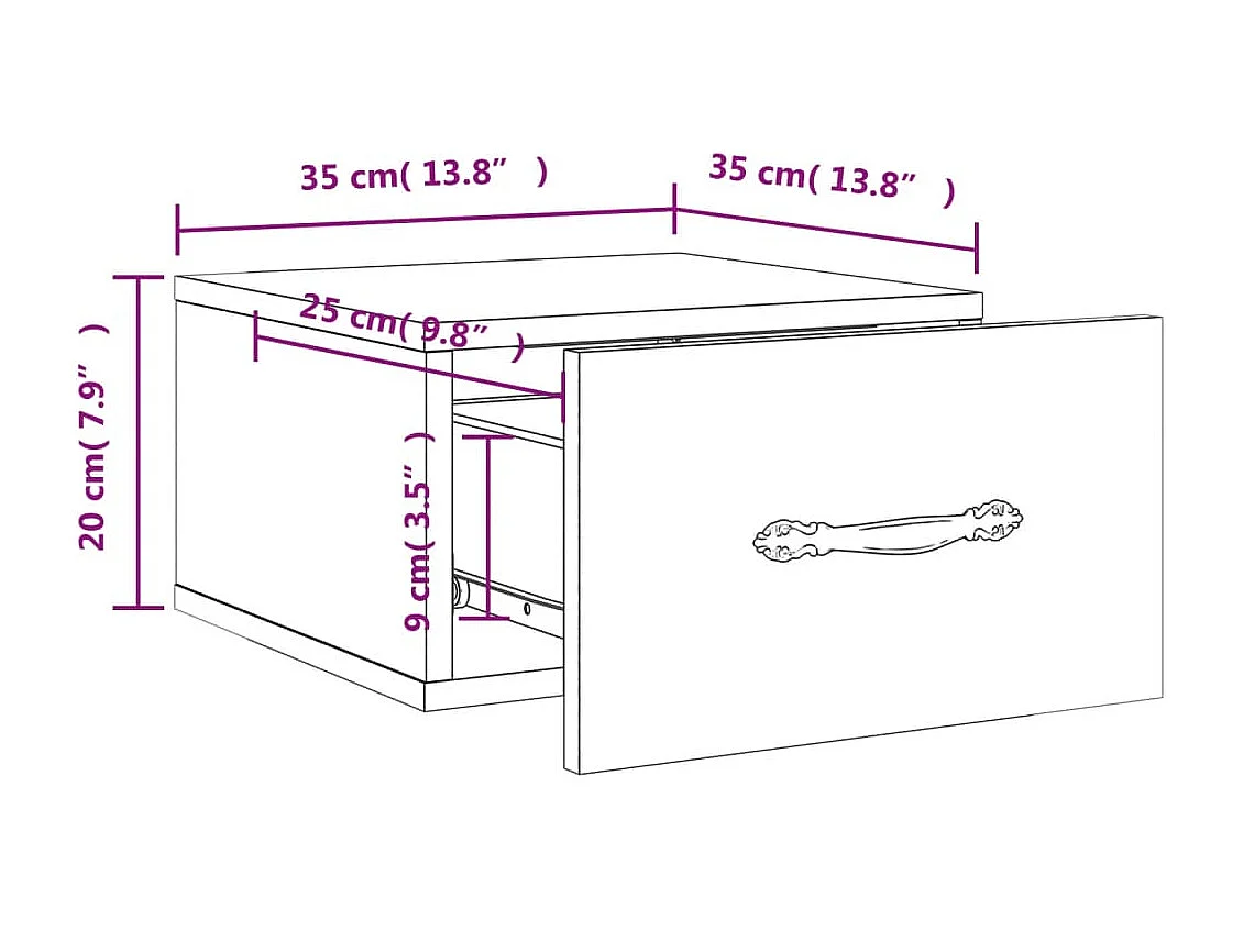 Tables de chevet murales 2 pcs chêne fumé 35x35x20 cm