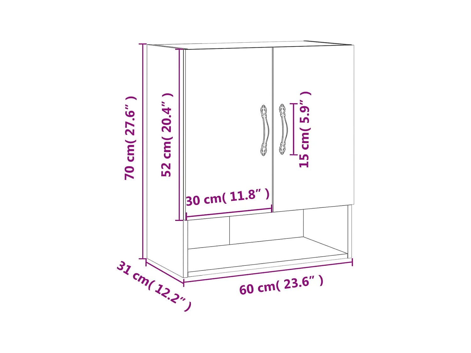 Armoire murale chêne sonoma 60x31x70 cm bois d'ingénierie