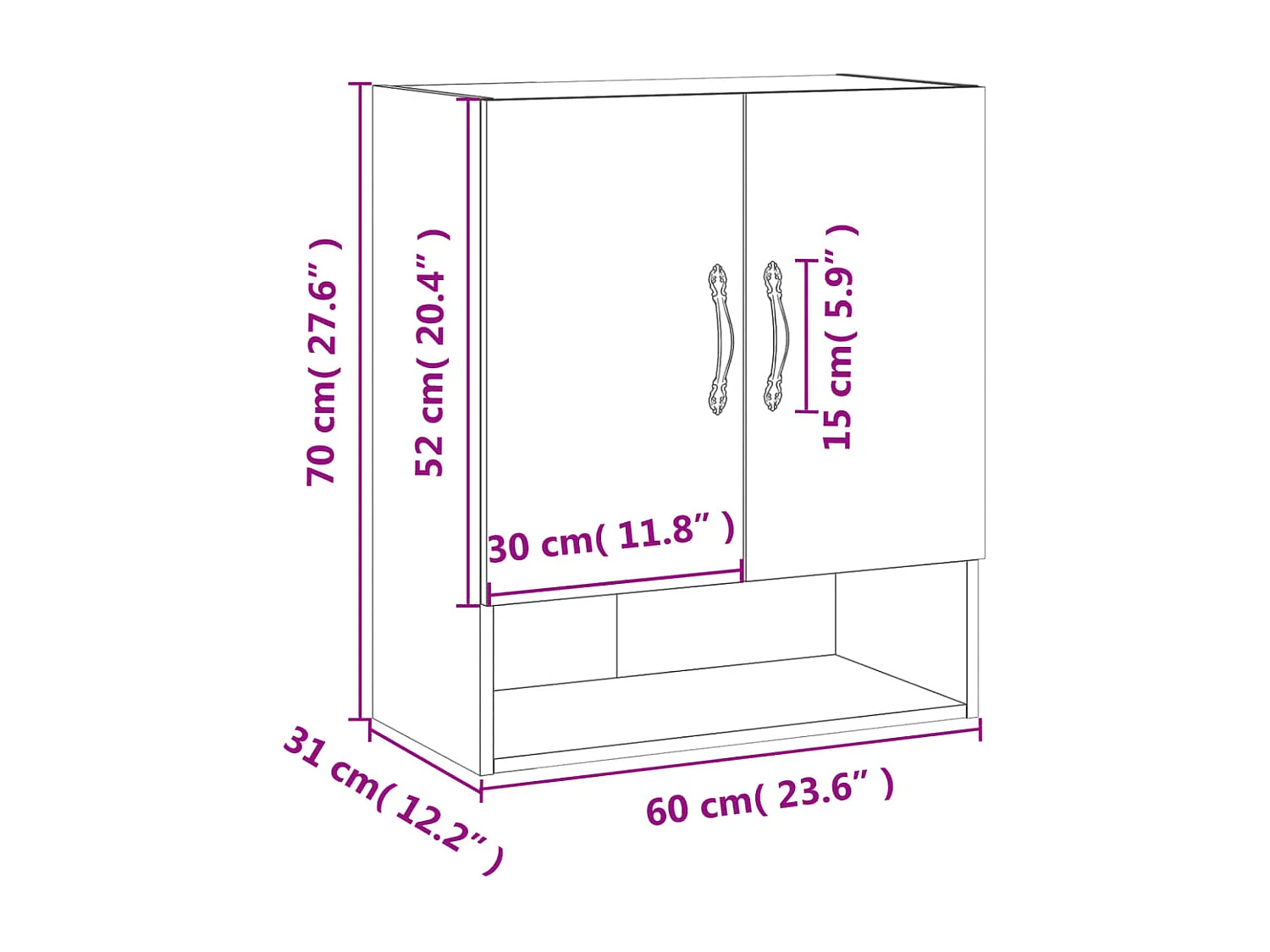 Armoire murale chêne sonoma 60x31x70 cm bois d'ingénierie