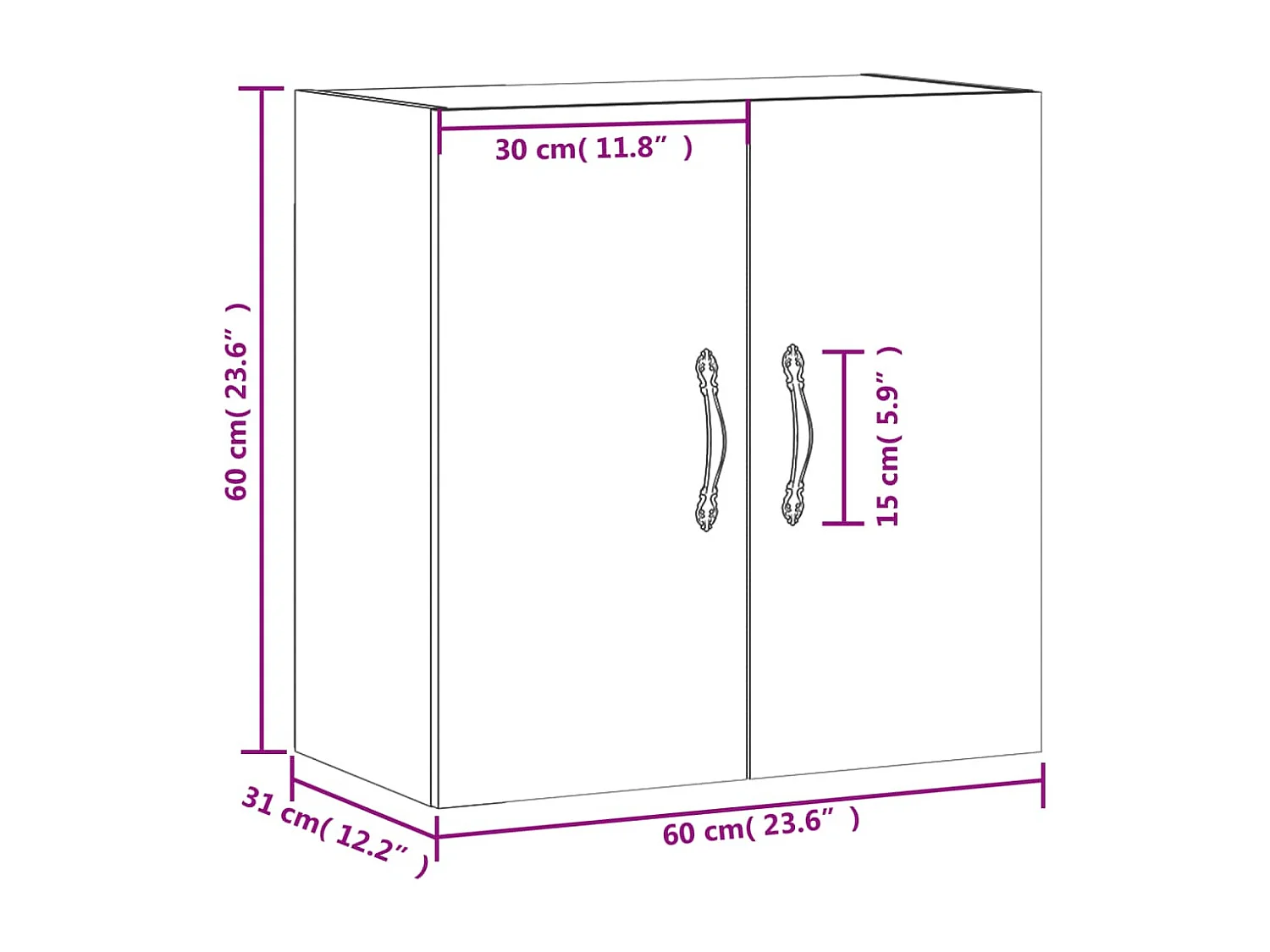 Armoire murale chêne fumé 60x31x60 cm bois d'ingénierie