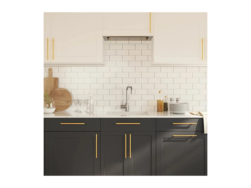 Poignées d'armoire 10 pcs doré 192 mm acier inoxydable