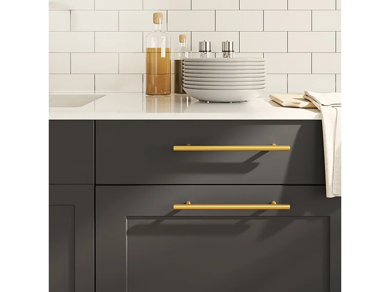 Poignées d'armoire 10 pcs doré 192 mm acier inoxydable