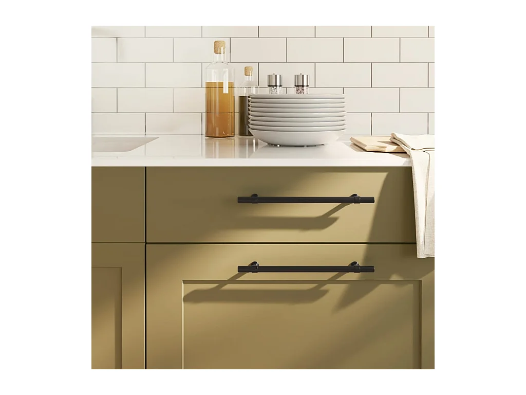 Poignées d'armoire 10 pcs noir 192 mm acier inoxydable