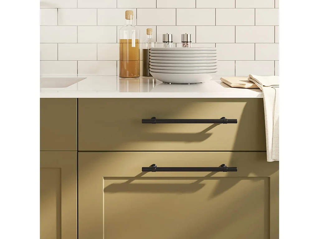 Maniglie per Mobili 10 pz Nere 192 mm in Acciaio Inox