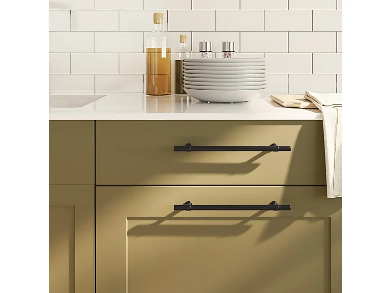 Poignées d'armoire 10 pcs noir 192 mm acier inoxydable