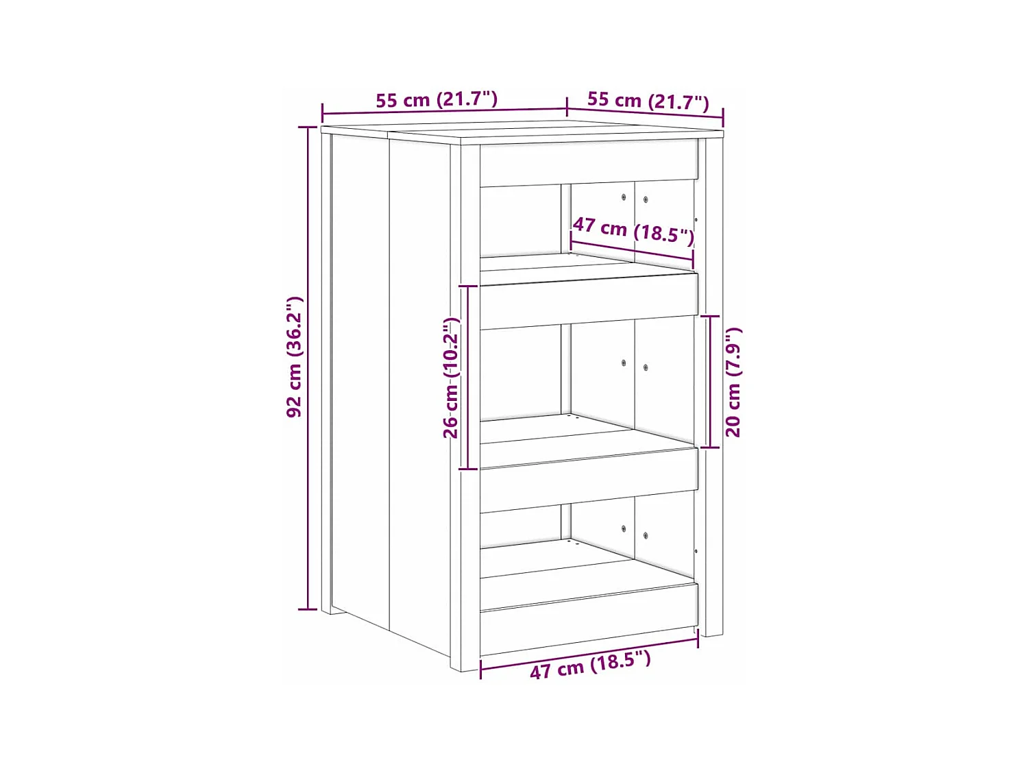 Armoire de cuisine Blanc 55 x 55 x 92 cm Bois de pin massif