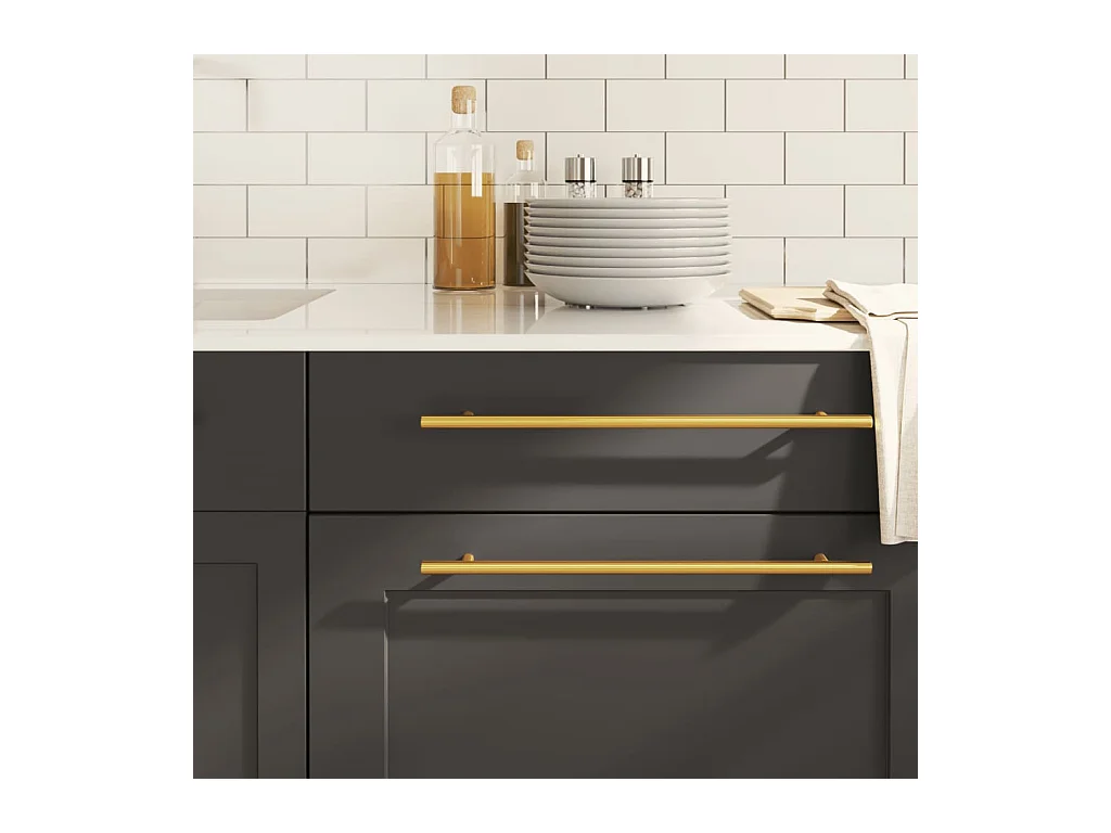 Poignées d'armoire 5 pcs doré 320 mm acier inoxydable