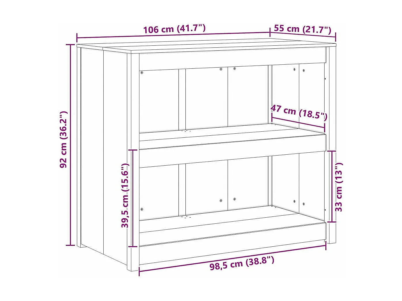 Küchenschrank mit Regal Braun Eichen-Optik 106 x 55 x 92 cm