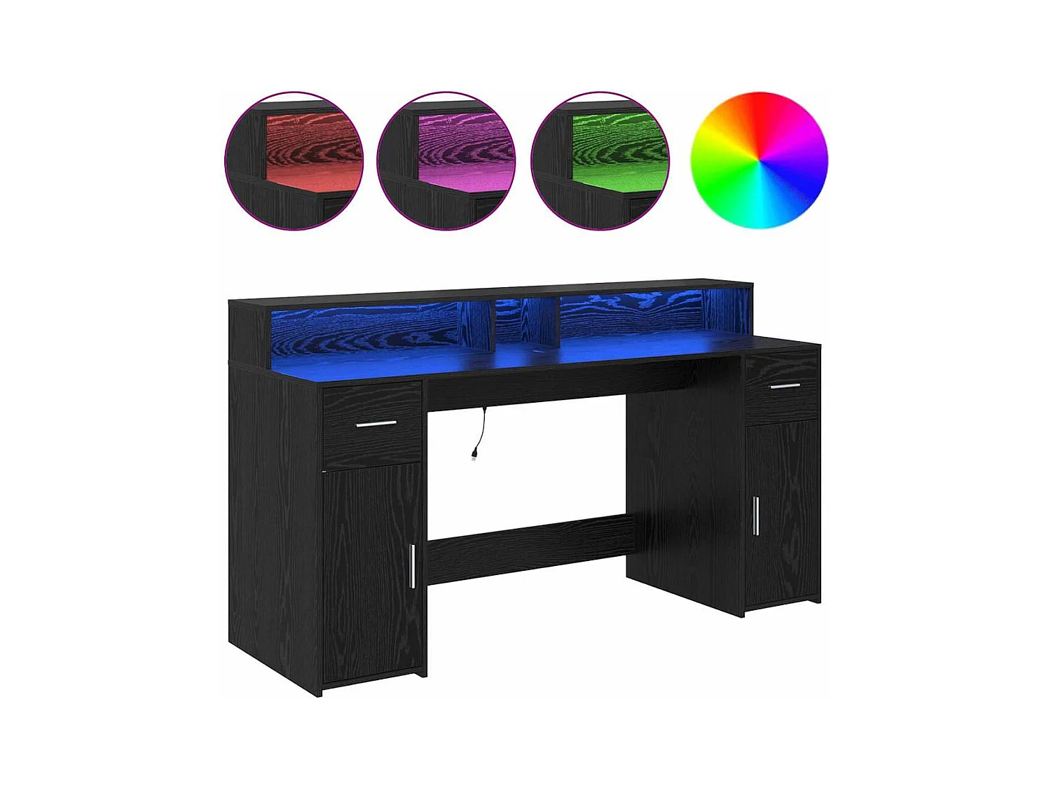 Bureau avec porte Chêne noir 160 x 55 x 91 cm Bois d'ingénierie