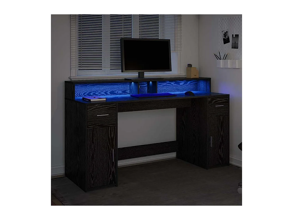 Bureau avec porte Chêne noir 160 x 55 x 91 cm Bois d'ingénierie