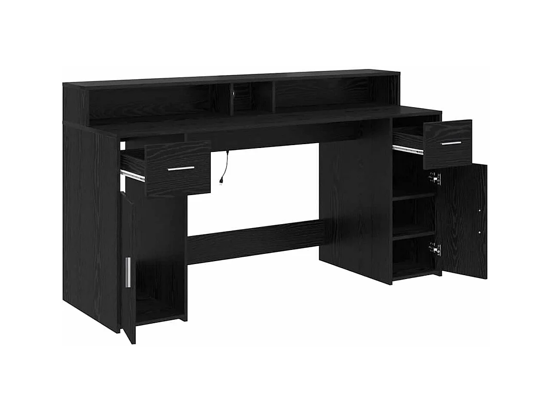 Bureau avec porte Chêne noir 160 x 55 x 91 cm Bois d'ingénierie