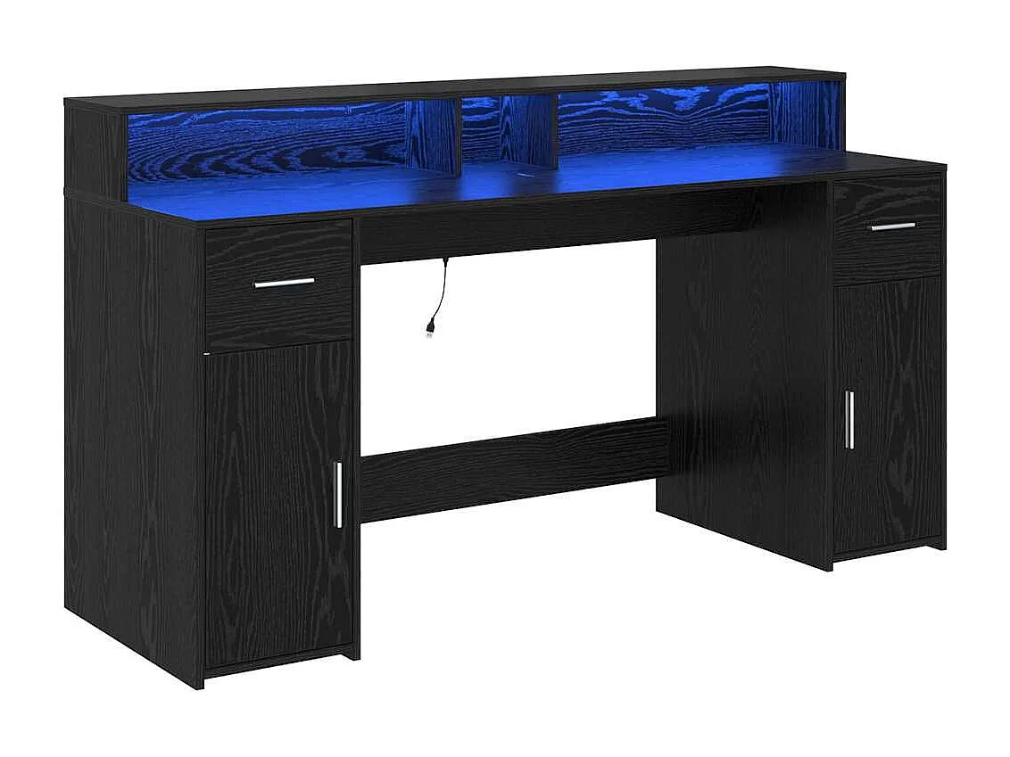 Bureau avec porte Chêne noir 160 x 55 x 91 cm Bois d'ingénierie