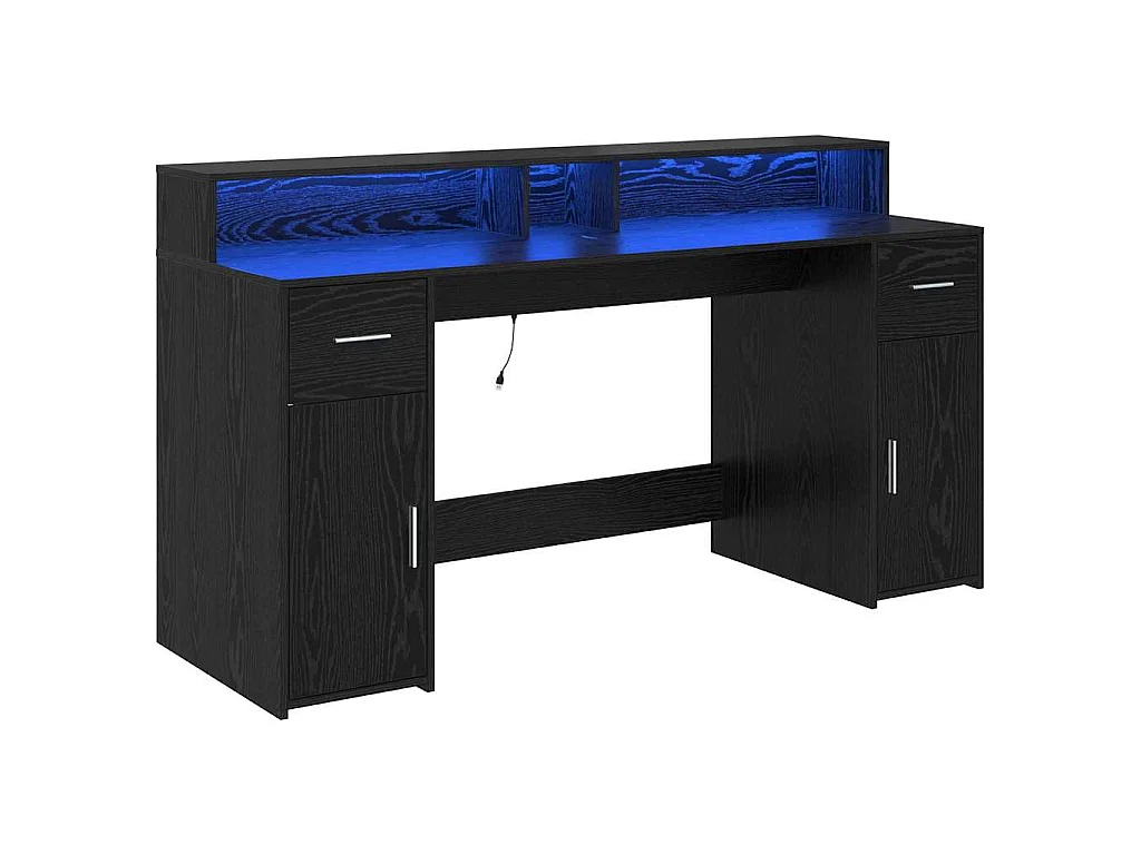 Bureau avec porte Chêne noir 160 x 55 x 91 cm Bois d'ingénierie