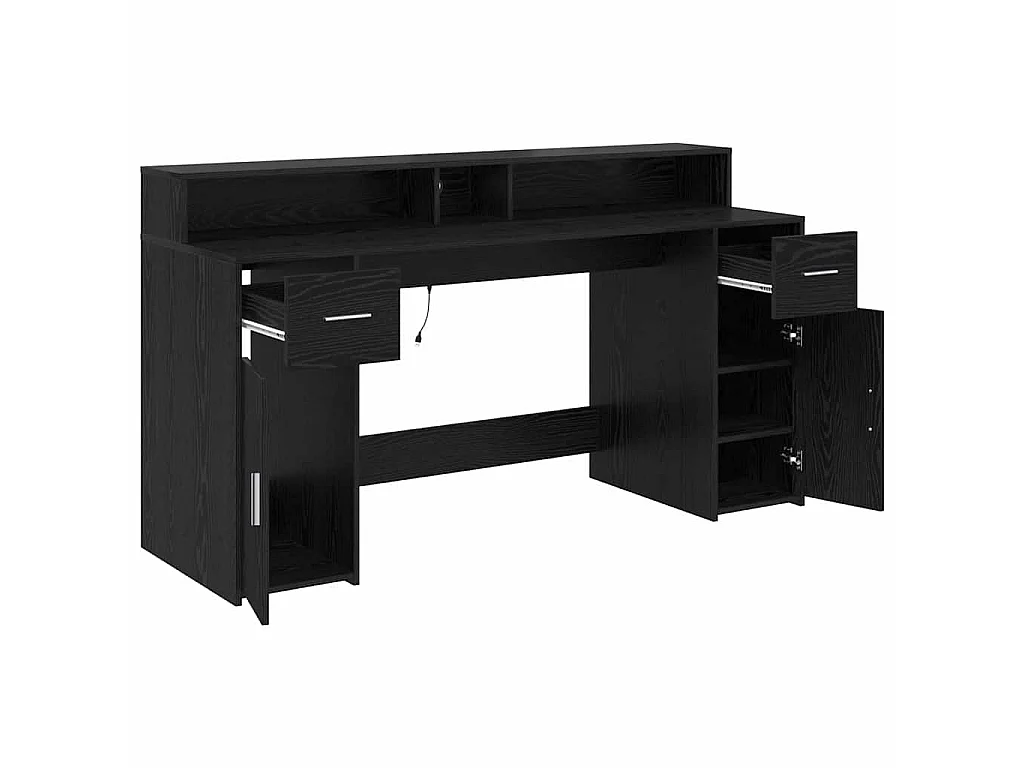 Bureau avec porte Chêne noir 160 x 55 x 91 cm Bois d'ingénierie
