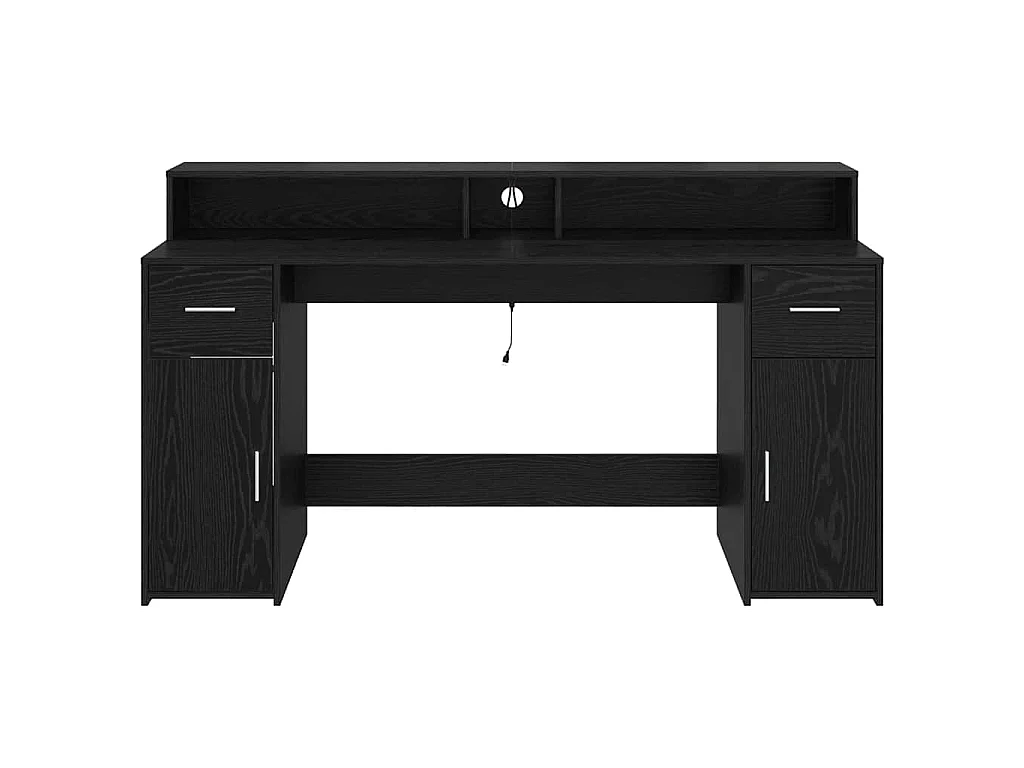 Bureau avec porte Chêne noir 160 x 55 x 91 cm Bois d'ingénierie