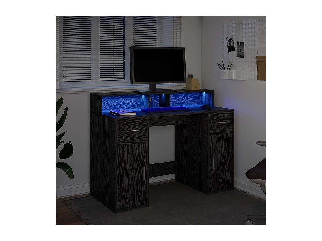 Bureau avec porte Chêne noir 120 x 55 x 91 cm Bois d'ingénierie