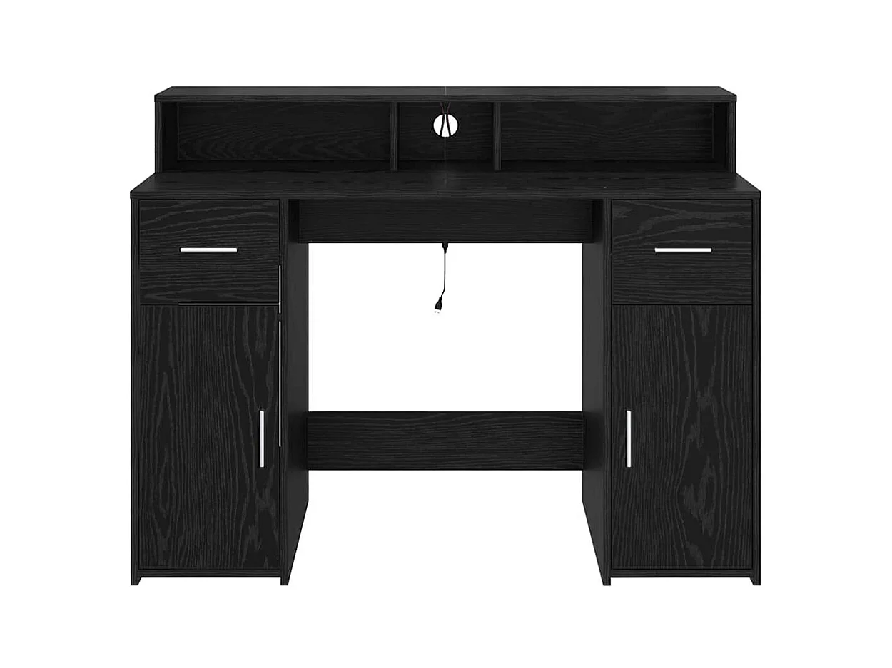 Bureau avec porte Chêne noir 120 x 55 x 91 cm Bois d'ingénierie