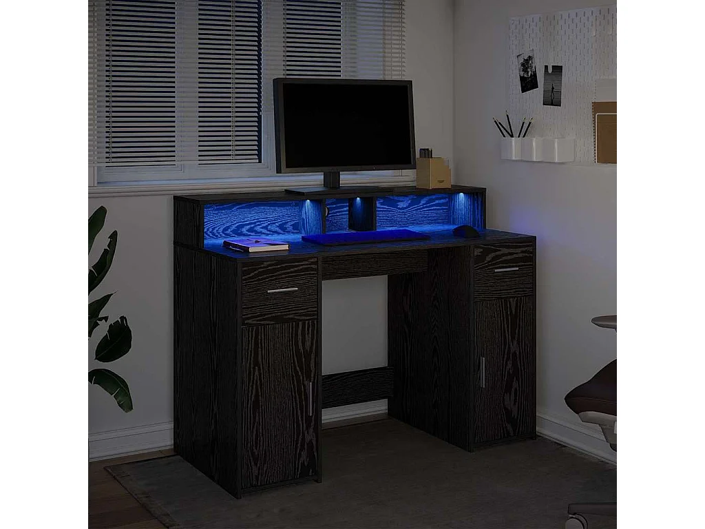 Bureau avec porte Chêne noir 120 x 55 x 91 cm Bois d'ingénierie