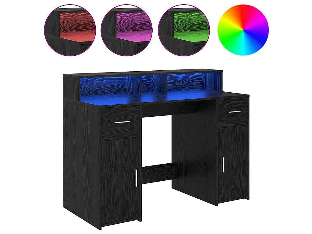 Bureau avec porte Chêne noir 120 x 55 x 91 cm Bois d'ingénierie