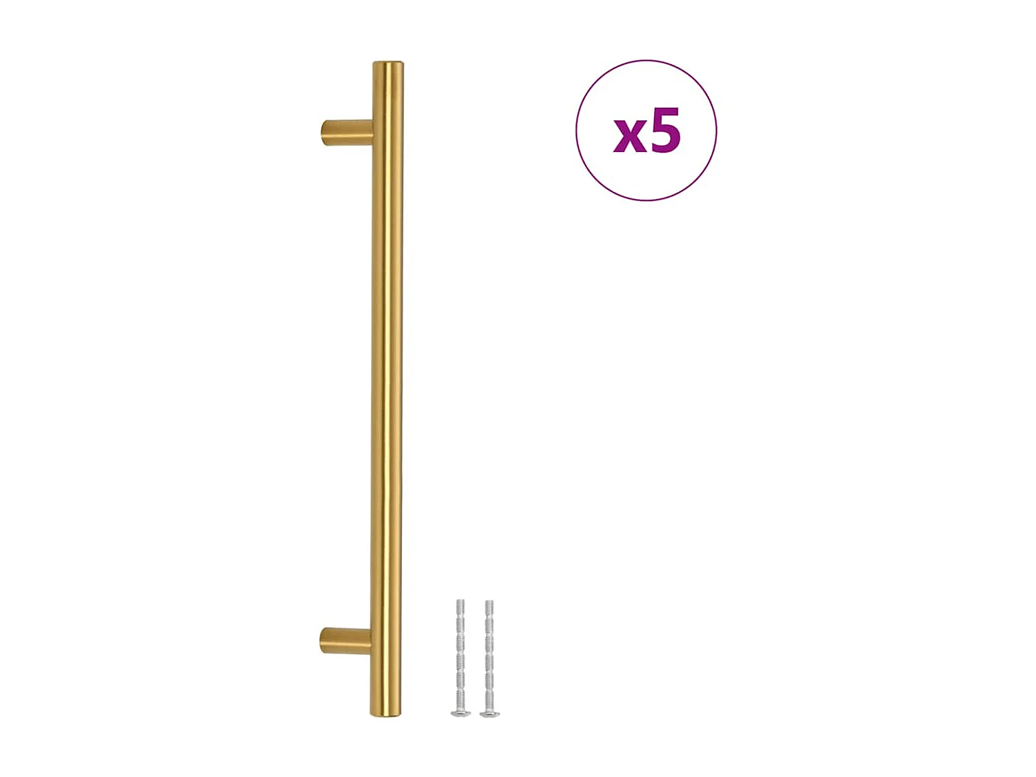 Poignées d'armoire 5 pcs doré 192 mm acier inoxydable