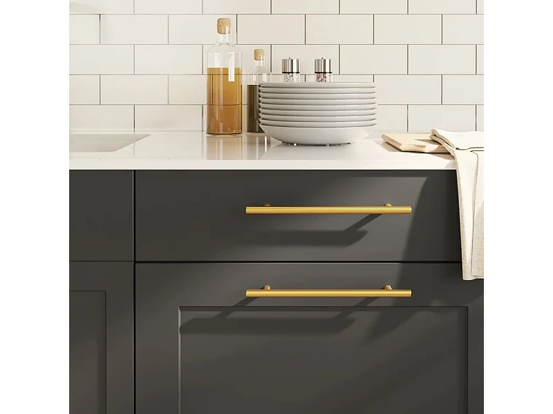 Poignées d'armoire 5 pcs doré 192 mm acier inoxydable