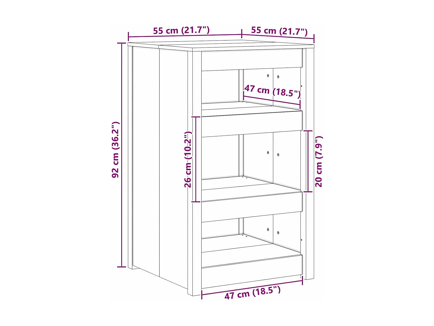 Küchenschrank mit Regal Braun Eichen-Optik 55 x 55 x 92 cm