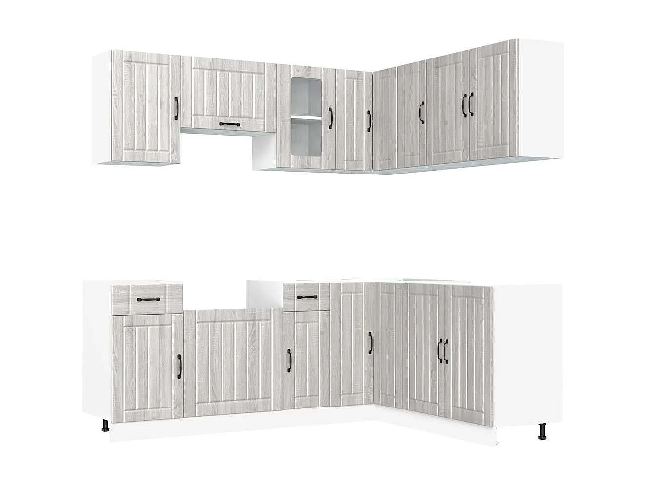 11 peças armário de cozinha conjunto Kalmar cinza sonoma