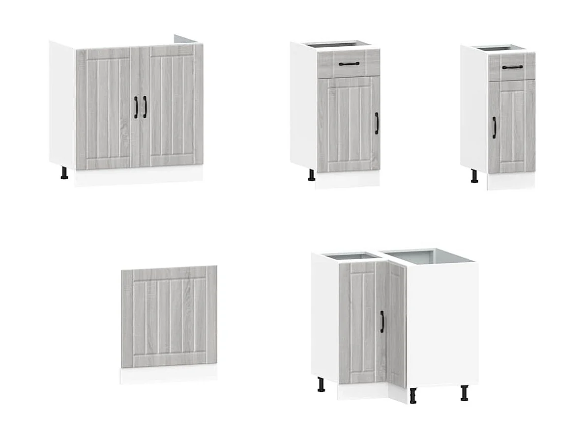 11 peças armário de cozinha conjunto Kalmar cinza sonoma